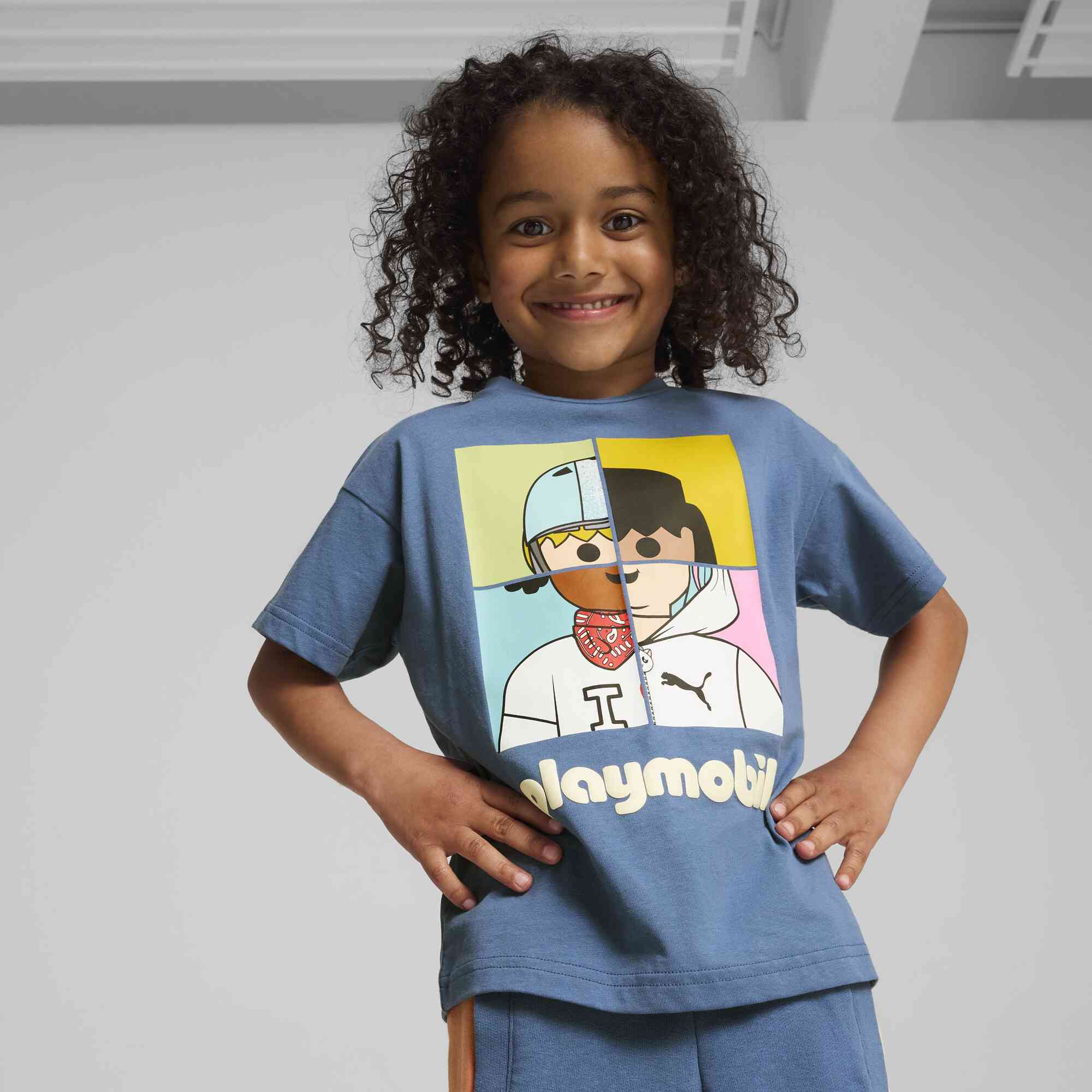 PUMA X Playmobil Graphic Tee Blue Horizo Uşaq Köynəyi