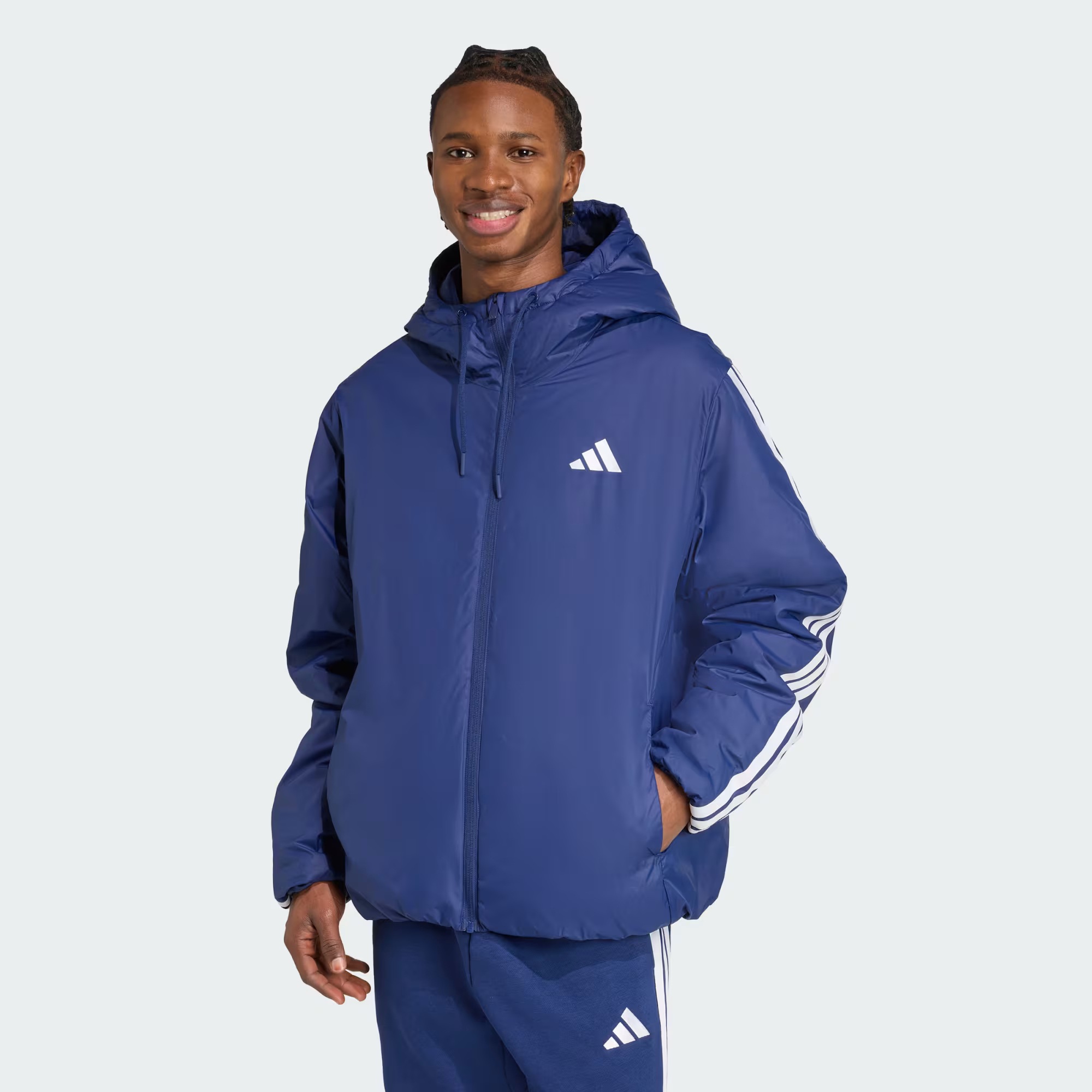Adidas Essentials CLIMAWARM 3-Stripes Insulated Hooded Jacket Kişilər üçün gödəkçə
