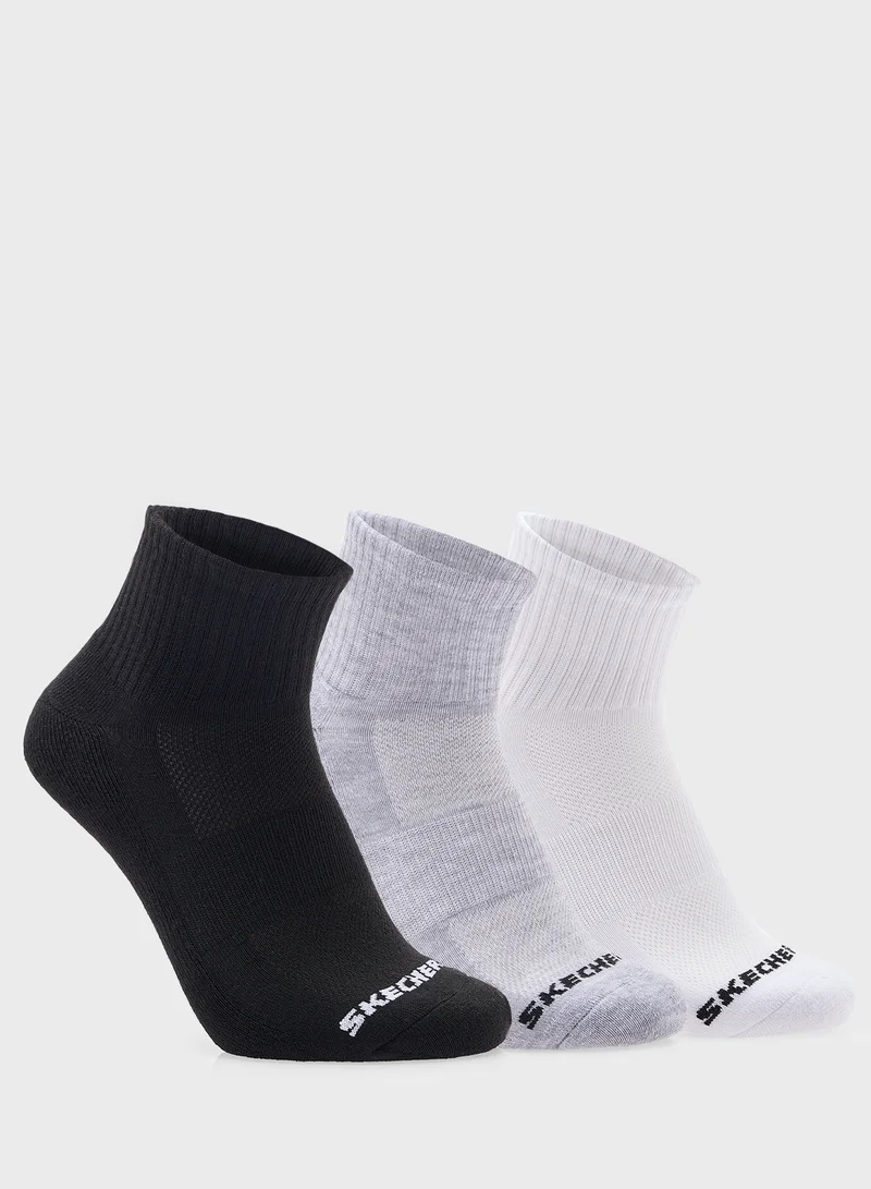 Skechers Logo Print Half-Terry orta uzunluqlu 3 cüt corab dəsti dəsti