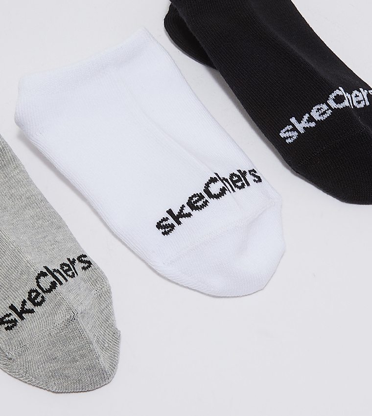 Skechers Logo Print Invisible Sports Socks 3 cüt corab dəsti