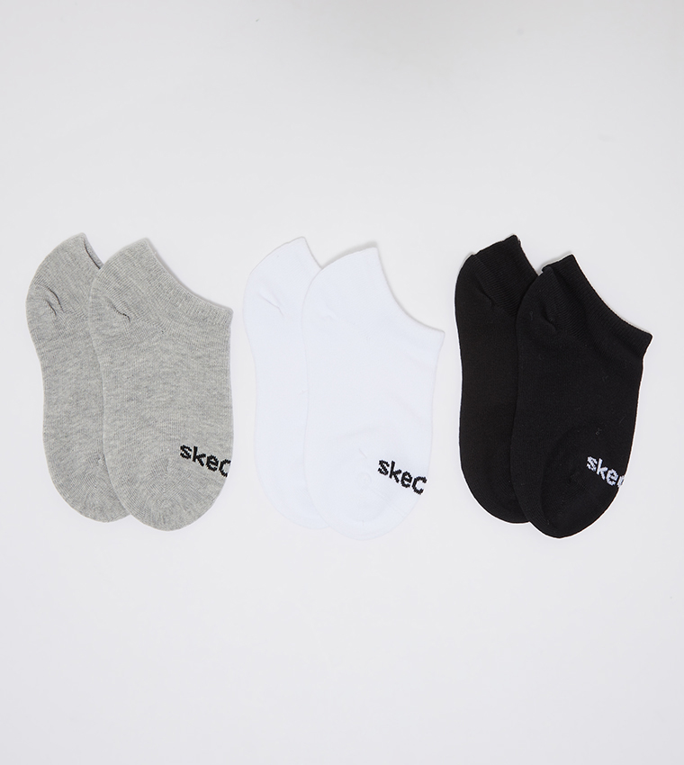 Skechers Logo Print Invisible Sports Socks 3 cüt corab dəsti